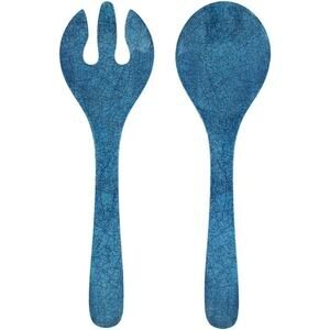 Le Cadeaux Antiqua Blue Melamine Salad Serving Set - NEW